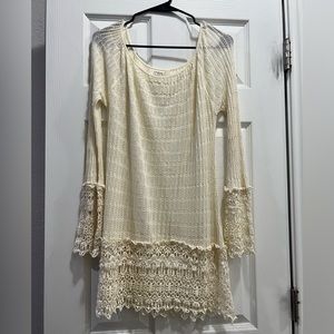 Umgee Cream Crochet Sweater